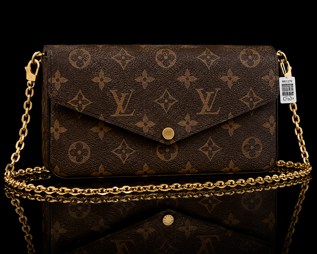 Designer-Inspired Monogram Chain Crossbody Bag